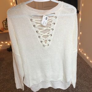 💥new💥 NORDSTROM lace up v neck knit sweater!!!!!